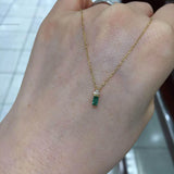 925 Silver Square Emerald Necklace Light Pendant for Women
