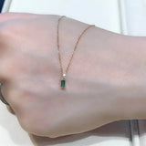 925 Silver Square Emerald Necklace Light Pendant for Women