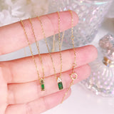 925 Silver Square Emerald Necklace Light Pendant for Women