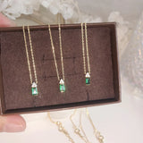 925 Silver Square Emerald Necklace Light Pendant for Women