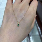 925 Silver Square Emerald Necklace Light Pendant for Women