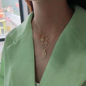 925 Silver Coconut Tree Flower Cross Pendant Necklace for Women