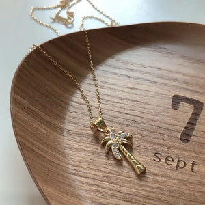 925 Silver Coconut Tree Flower Cross Pendant Necklace for Women