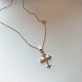 925 Silver Coconut Tree Flower Cross Pendant Necklace for Women