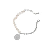 925 Silver Coin Freshwater Pearl Bracelet Women Silver Jewelry