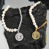 925 Silver Coin Freshwater Pearl Bracelet Women Silver Jewelry