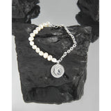 925 Silver Coin Freshwater Pearl Bracelet Women Silver Jewelry