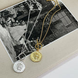 925 Silver Coin Figure Pendant Necklace for Women Sweater Chain Jewelry