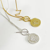 925 Silver Coin Figure Pendant Necklace for Women Sweater Chain Jewelry