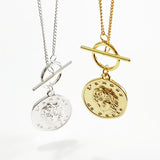 925 Silver Coin Figure Pendant Necklace for Women Sweater Chain Jewelry
