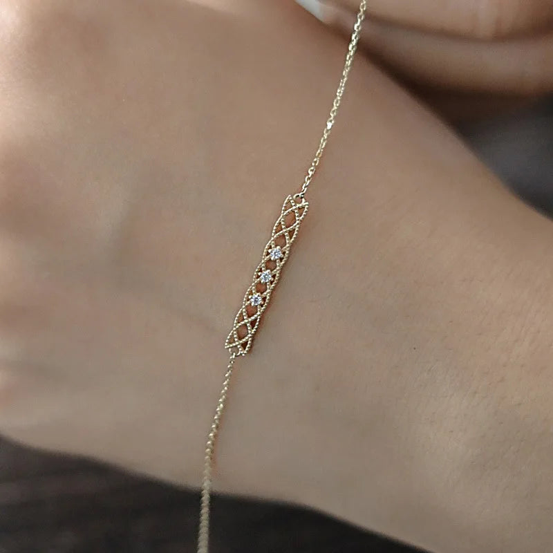 925 Silver Court Style Bracelets for Women Lace Diamond Jewelry