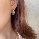 925 Sterling Silver Curved Hoop Earrings Korea Industrial Style Wide Earrings
