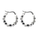925 Silver Rhombus Hoop Earrings, Broken Bead Chain Design
