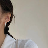925 Silver Rhombus Hoop Earrings, Broken Bead Chain Design