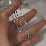 925 Silver Cylinder Chain Choker Necklace Flash Minimalist Clavicle Office Jewel