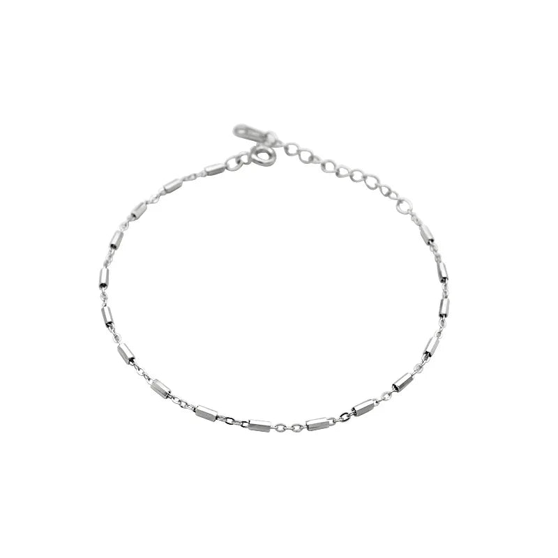 925 Silver Cylinder Slim Bracelets Minimalist Fashionable Women Students Jewelry