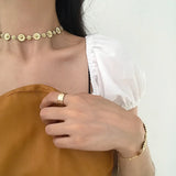 925 Silver Daisy Flower Choker Necklace 18K Womens Friendship Jewelry Gift