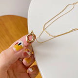 925 Silver Double Layer Chain Pendant Necklace for Women Irregular Round Jewelry