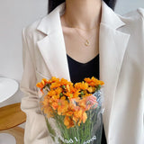 925 Silver Double Layer Chain Pendant Necklace for Women Irregular Round Jewelry