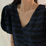925 Silver Double Layer Choker Necklace Olive Beads Fashion Jewelry