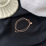 925 Silver Flat Round Beads Bracelets Rose Jewelry