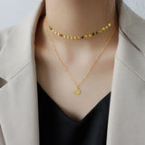 925 Silver Double Layer Pendant Necklace Chain for Women