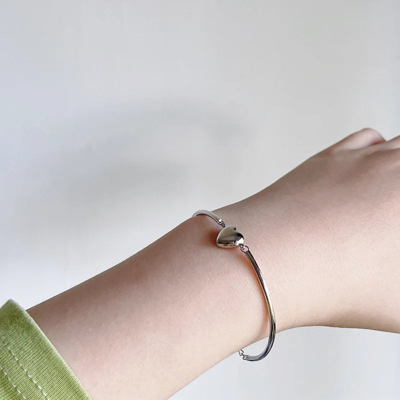 925 Silver Elbow Heart Bracelet Women Trendy Jewelry