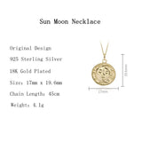 925 Sterling Silver Sun Moon Necklace Original Creative Funny Pendant