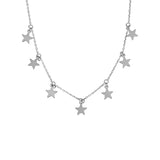 925 Silver Star Choker Necklace Minimalist Short Necklace for Women