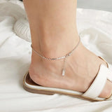 925 Silver Flat Bead Chain Anklets for Women