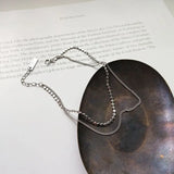 925 Silver Flat Bead Chain Double Layer Anklets Minimalist Foot Jewelry
