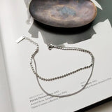 925 Silver Flat Bead Chain Double Layer Anklets Minimalist Foot Jewelry