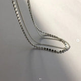 925 Silver Flat Bead Chain Double Layer Anklets Minimalist Foot Jewelry