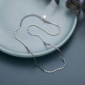 925 Silver Flat Bead Necklace Wild Texture Choker Gift