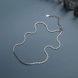 925 Silver Flat Bead Necklace Wild Texture Choker Gift