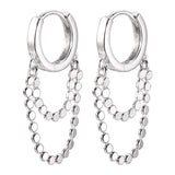 925 Silver Tassel Hoop Earrings Japan Korea Chain Fashionable Jewelry