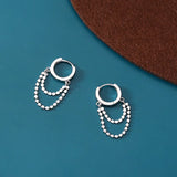 925 Silver Tassel Hoop Earrings Japan Korea Chain Fashionable Jewelry