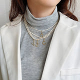 925 Silver Pearl 26 Letter Pendant Necklace Ladies Alphabet Jewelry