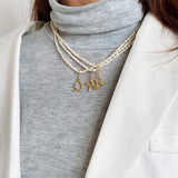 925 Silver Pearl 26 Letter Pendant Necklace Ladies Alphabet Jewelry
