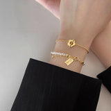 925 Silver Pearl Flower Bracelet Lucky Letter Baroque Women's Aesthetics Jewelry