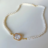 925 Silver Freshwater Pearl Necklace Zircon Jewelry
