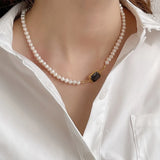 925 Silver Freshwater Pearl Necklace Zircon Jewelry
