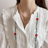 925 Silver Freshwater Pearl Rose Flower Pendant Necklace Romantic Jewelry