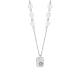925 Silver Freshwater Pearl Square Pendant Necklace Zircon Star Gift
