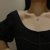 925 Silver Zircon Heart Necklace Women Shine Necklace 925 Jewelry