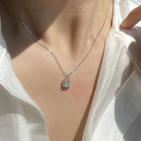 925 Silver Zircon Lock Pendant Necklace Women Friendship Jewelry
