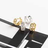 925 Silver Zircon Wide Hoop Earrings Women Party Jewelry