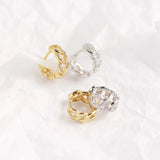 925 Silver Zircon Wide Hoop Earrings Women Party Jewelry