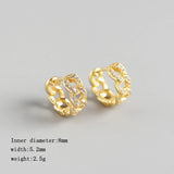 925 Silver Zircon Wide Hoop Earrings Women Party Jewelry