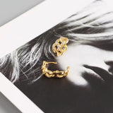 925 Silver Zircon Wide Hoop Earrings Women Party Jewelry